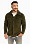 Men's Khaki Plush Fabric Thick Fleece Shirt Collared Buttoned Pocketed Soft Textured Jacket Warm