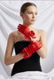 Mira Red Satin Bow Bridal Gloves Henna Night Wedding Engagement Wedding Gloves