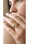 Gold Color Plated Solitaire Ring with Stone and Wedding Band - 2