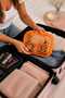 Orange Transparent Zigzag Patterned Makeup Bag – Cosmetic and Personal Care Organizer - 3