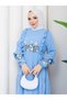 Embroidery Detailed Asel Hijab Dress Baby Blue - 2