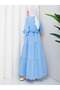 Embroidery Detailed Asel Hijab Dress Baby Blue - 3