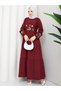 Embroidery Detailed Asel Hijab Dress Burgundy