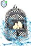 Water Resistant Checkerboard Pattern Plush Teddy Bear Charm Ergonomic School Bag for Girls