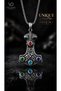 Stainless Steel Colorful Zircon Stone Detailed Thor Hammer Mjolnir Viking Necklace
