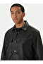 Men's Regular Fit Ls Faux Leather Jacket Coat Black Lv04Re404G - 2