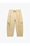 Comfortable Fit Cotton Gabardine Barrel Trousers with Laced Waist and Pockets - 5