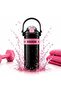 BOSHENG Sports Water Bottle with Carry Handle, Locking Lid & Built-in Straw, Black/Pink