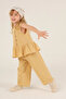 Buttoned Front Ruffled Blouse Pastel Yellow - 2