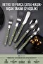 Korean Style Retro 18/10 Stainless Steel 10-Piece Fork Spoon Knife Set, Green Carbon Pure Handle Dinnerware Set for 2 People 723565