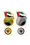 UAE Flag Design Metal Badge – Silver/Gold with Attachment - 2