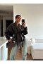 Women's Zr Model Shawl Collar Tie Leather Jacket - 2