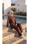 Women's Cycling Collar Hijab Tracksuit Set with Stitching Details - 2