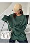 Sociology Thick Winter Sweatshirt - Nefti Green Printed Oversized Crew Neck - 4