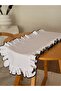 Shine White Gardenya Linen Embroidered Heryeri Ruffle Runner - 5