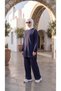 Women's Cycling Collar Hijab Tracksuit Set with Stitching Details - 3