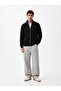 Regular Fit High Collar Knitwear Black Cardigan