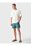 Turquoise Short Length Patterned Men's Swim Shorts