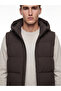 Khaki Regular Fit Hooded Men's Puffer Vest - 3