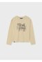 Beige Boys' Printed Long Sleeve T-Shirt 7047 - 2
