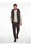 Khaki Regular Fit Hooded Men's Puffer Vest - 2