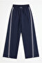 Striped Side Stripe Loose Leg Trousers Navy Blue - 2