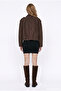 Apoletli Suede Bomber Jacket Brown - 5