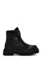 Women's Black Zippered Stoned Thick Soled Leather Boots Wf190026Dv