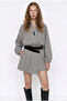 Plaid Shirt Collar Bomber Jacket Beige - 3