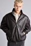 Balloon Fit High Collar Zippered Faux Leather Pocketed Coat H2181Ax26Au - 5