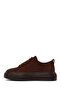 Men's Brown Lace-Up Thick Soled Nubuck Leather Sneaker Wm830003Dn - 3