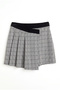 Plaid Pleated Wrap Mini Skirt Beige - 2