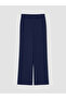 Seray New Season Navy Blue Modal Blend Wide Leg Women's Sweatpants - 5