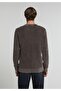 Regular Fit Round Neck Plain Men's Brown Sweater - 2