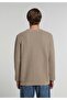 Regular Fit Round Neck Jacquard Men's Beige Sweater - 2