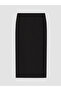 Vizyon New Season Black Ornamental Buttoned Slit Skirt - 6
