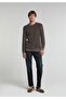Regular Fit Round Neck Plain Men's Brown Sweater - 3