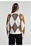 Regular Fit Round Neck Jacquard Women's White Cardigan - 2