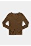 Slim Fit V-Neck Plain Women's Long Sleeve T-Shirt - 5