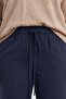 High Waist Lyocell Trousers Dark Navy Blue - 6