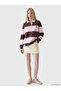 Vizyon New Season Brown Polo Collar Embroidered Oversize Women's Sweatshirt - 3