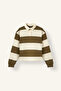 100% Cotton Long Fit Polo Collar Long Sleeve Striped Sweatshirt I2960Ax26Au