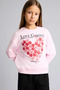 Relax Fit Crew Neck Heart Patterned Sweatshirt for Girls I4150A826Au - 3