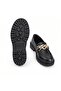 Women's Loafer Casual Thick-Soled Stainless Buckle Shoes--Black Black - 2