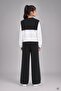 Black Girls' Shoulder Tie Detailed Sweatshirt and Wide Leg Pants 2-Piece Set 24758 - 5