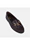 Women's Brown Metal Buckle Tasseled Leather Loafer - 7