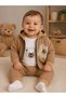 Boy-Girl (Unisex) Baby 3-Piece Seasonal Cotton Set with Plaid Teddy Bear Pattern Hooded Zippered Jacket
