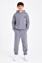 Gray Boy's Hooded Sweatshirt Set with Back Print Detail 24684