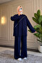 6355 - Stylish, Comfortable, Loose Viscose Soft Interlock Fabric Women's Set with Cross Zipper Detail - 3