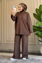 6355 - Stylish, Comfortable, Loose Viscose Soft Interlock Fabric Women's Set with Cross Zipper Detail - 2